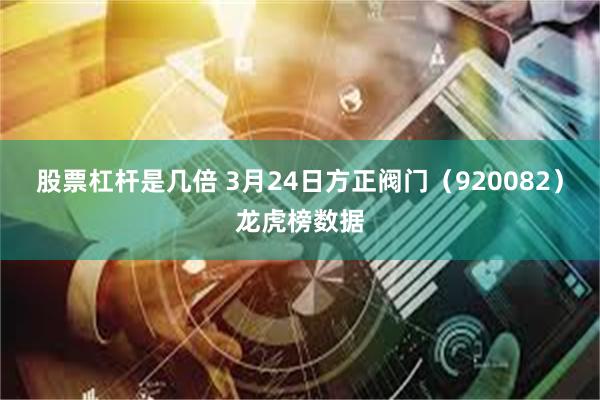股票杠杆是几倍 3月24日方正阀门（920082）龙虎榜数据