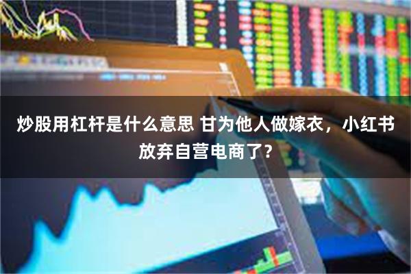 炒股用杠杆是什么意思 甘为他人做嫁衣，小红书放弃自营电商了？