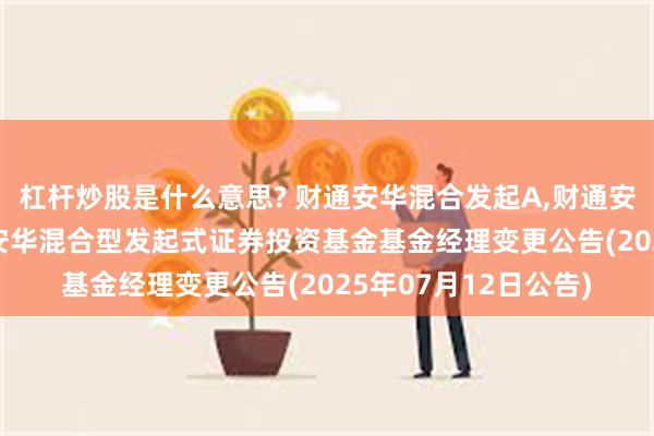 杠杆炒股是什么意思? 财通安华混合发起A,财通安华混合发起C: 财通安华混合型发起式证券投资基金基金经理变更公告(2