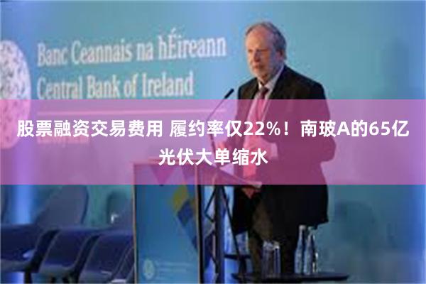 股票融资交易费用 履约率仅22%！南玻A的65亿光伏大单缩水