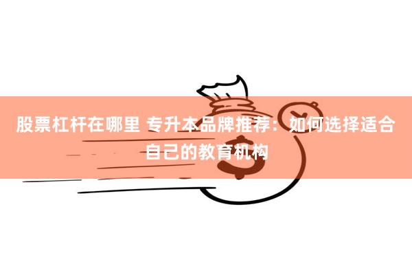 股票杠杆在哪里 专升本品牌推荐：如何选择适合自己的教育机构